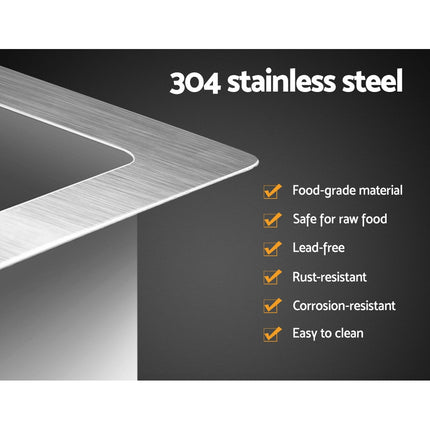 60cm x 45cm Stainless Steel Kitchen Sink Under/Top/Flush Mount Silver
