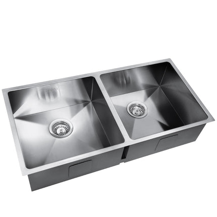 86.5cm x 44cm Stainless Steel Kitchen Sink Under/Top/Flush Mount Silver
