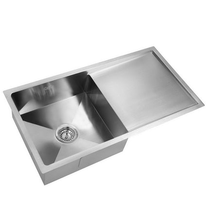 87cm x 45cm Stainless Steel Kitchen Sink Under/Top/Flush Mount Silver