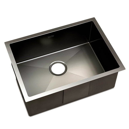 60cm x 45cm Stainless Steel Kitchen Sink Under/Top/Flush Mount Black