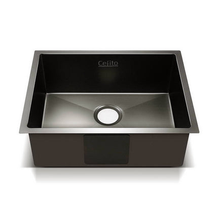 60cm x 45cm Stainless Steel Kitchen Sink Under/Top/Flush Mount Black