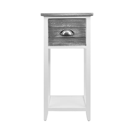 Bedside Table Nightstand Drawer Storage Cabinet Lamp Side Shelf Unit Grey