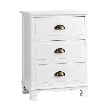 Vintage Bedside Table Chest Storage Cabinet Nightstand White