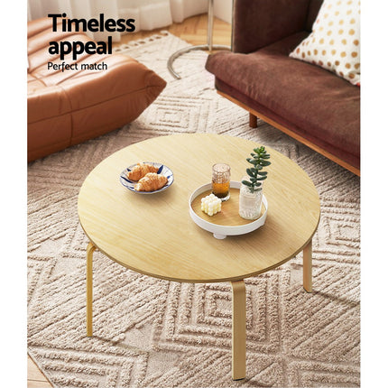 Coffee Table Round Side End Tables Bedside Furniture Wooden 90CM