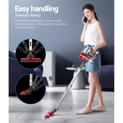 Corded Handheld Bagless Vacuum Cleaner - Red and Silver