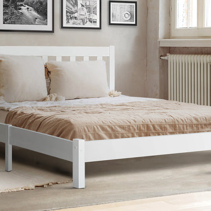 Double Full Size Wooden Bed Frame SOFIE Pine Timber Mattress Base Bedroom